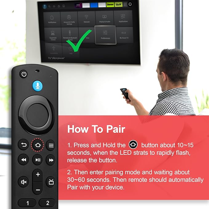 Voice Remote Control Fit for Smart TV Cube/Stick, Compatible with TV Stick 4K/4K Max (1st&2nd Gen), Stick (2nd&3rd Gen)/Lite/HD, and for All Insignia-Toshiba-Pioneer-Omni QLED Series