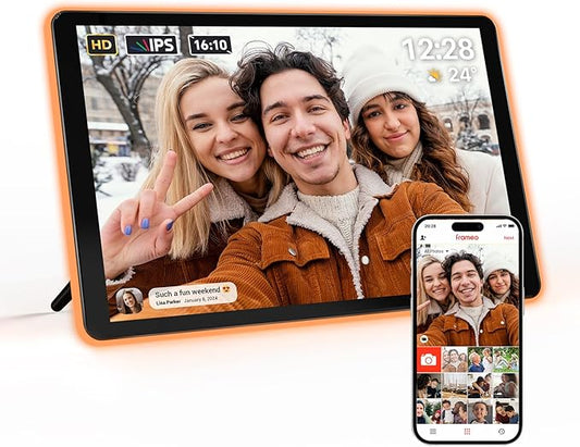 ApoloSign Neon Light Digital Picture Frame - 10.1" HD Display | AI Color-Changing LED Strip Digital Photo Frame | Quick Share Photos/Videos, Easy Setup in Frameo App | Best Digital Frame for Gifting