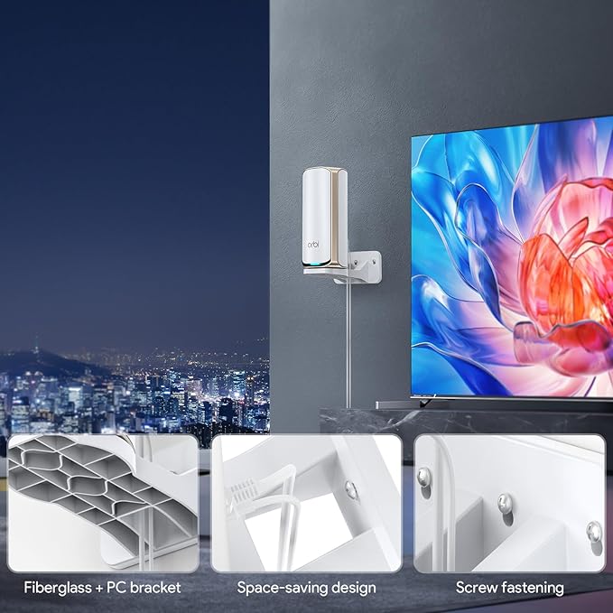 XLTTYWL Orbi WiFi 7 Wall Mount Kit, Orbit 7 Mount Bracket Optimize Space Compatible with Orbi Wi-Fi 7 Mesh Systems & All Net Gear Nighthawk Wi Fi 7 Routers(RBEWMB-10000S) (White, 2 Pack)