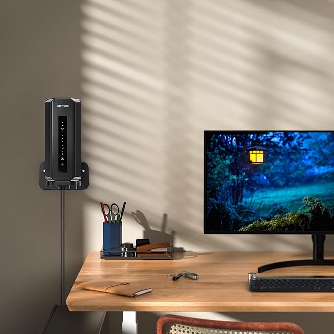 XLTTYWL Orbi WiFi 7 Wall Mount Kit, Orbit 7 Mount Bracket Optimize Space Compatible with Orbi Wi-Fi 7 Mesh Systems & All Net Gear Nighthawk Wi Fi 7 Routers(RBEWMB-10000S) (Black, 1 Pack)