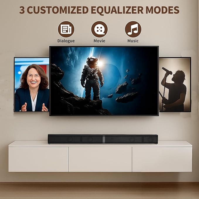 2.2 CH Soundbar for Smart TV, 2-in-1 Detachable Sound Bar for TV, Surround Sound System, Bluetooth 5.3/HDMI-ARC/Optical/AUX Connections