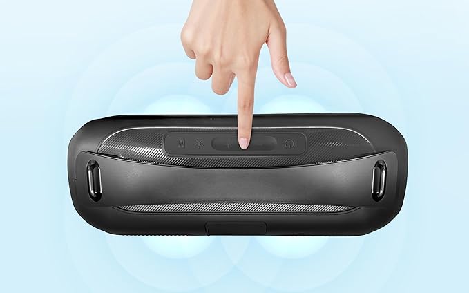 Fisher Portable Bluetooth Speaker IPX5 Water Resistent Speaker, 60W Peak Power Bluetooth Stereo Boombox HD Sound, 3H Playtime, LED Lights, TWS, BT5.3, FM Radio, AUX, Wireless Electronic Home Outdoor