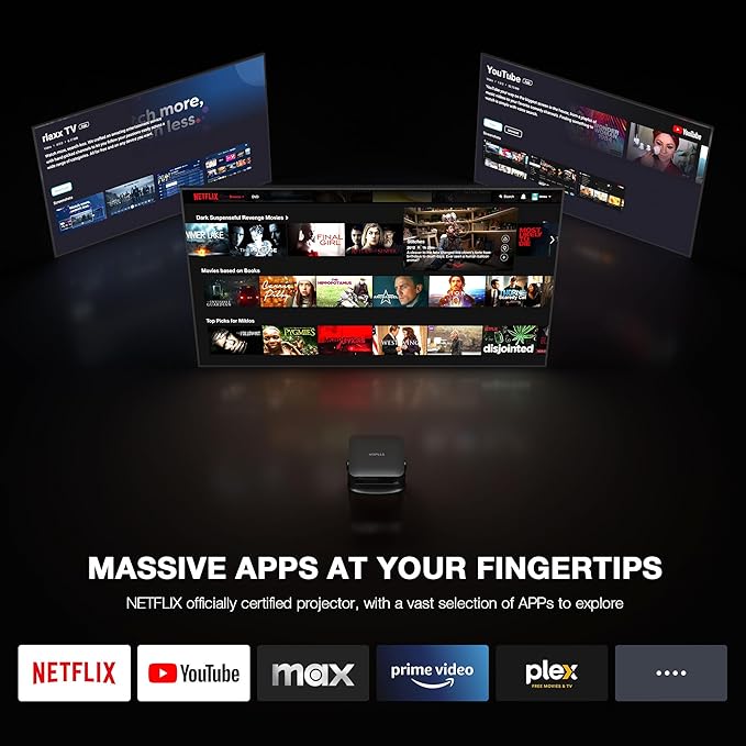 【Netflix-Licensed Projector & Native 1080P】Thinnest 2.24" Smart Mini Projector with WiFi and Bluetooth, Auto Focus & Keystone Portable Outdoor Projector, VOPLLS 4K Support Home Movie Projector