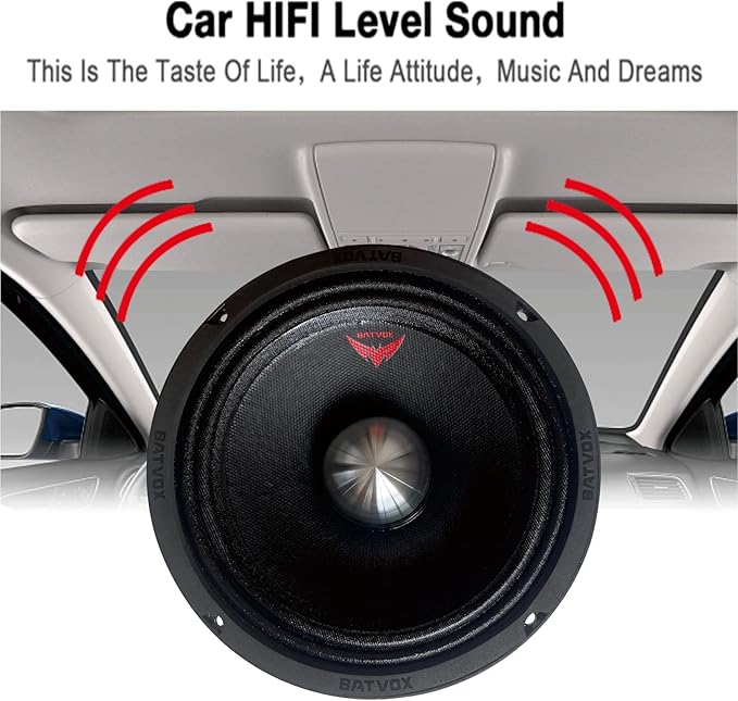 MX80S2 Midrange Loudspeaker 8" Silver Bullet, 700W Max, 4 Ohms, Premium Quality Audio Door Speakers for Car or Truck Stereo Sound System, Black (1 Speaker)