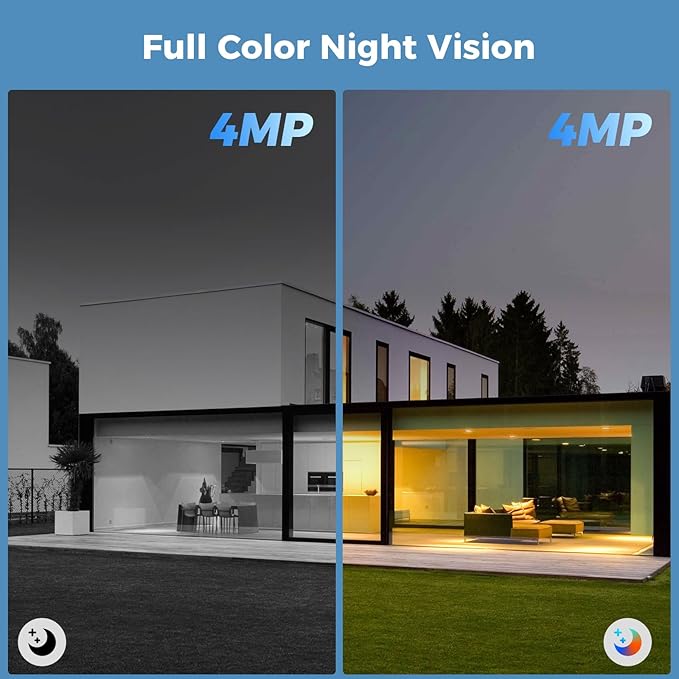 Hiseeu Security Cameras Wireless Outdoor, Solar Powered 3K 4MP Surveillance WiFi Cameras for Home Security Outside, PIR/AI Motion Detection, Waterproof, Color Night Vision, 2-Way Audio, Black