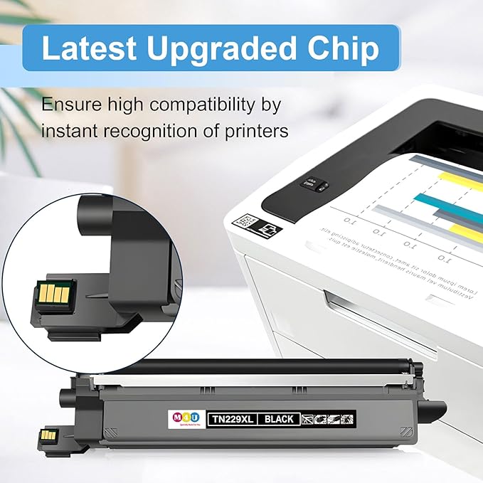 TN229XL Toner Cartridge 4 Pack(with Chip) Compatible with Brother TN229XL Toner Cartridge, Working with MFC-L3720CDW MFC-L3780CDW HL-L3220CDW HL-L3280CDW HL-L3300CDW Printer (BK/C/M/Y-4 Pack)