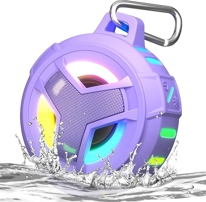 EBODA Bluetooth Shower Speaker, IP67 Waterproof Portable Wireless Small Speakers, Floating, 24H Playtime for Home, Beach, Pool, Kayak, Hiking, Boat Accessories, Gifts for Women, Girls - Purple