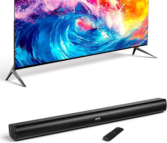 VEVOR Sound Bar for Smart TV, 2.1 Channel, 35-Inch Compact Soundbar TV Speakers with Built-in Subwoofer for Projector, Bluetooth AUX Connection, Easy Setup, 120W Surround Sound System for Home Audio
