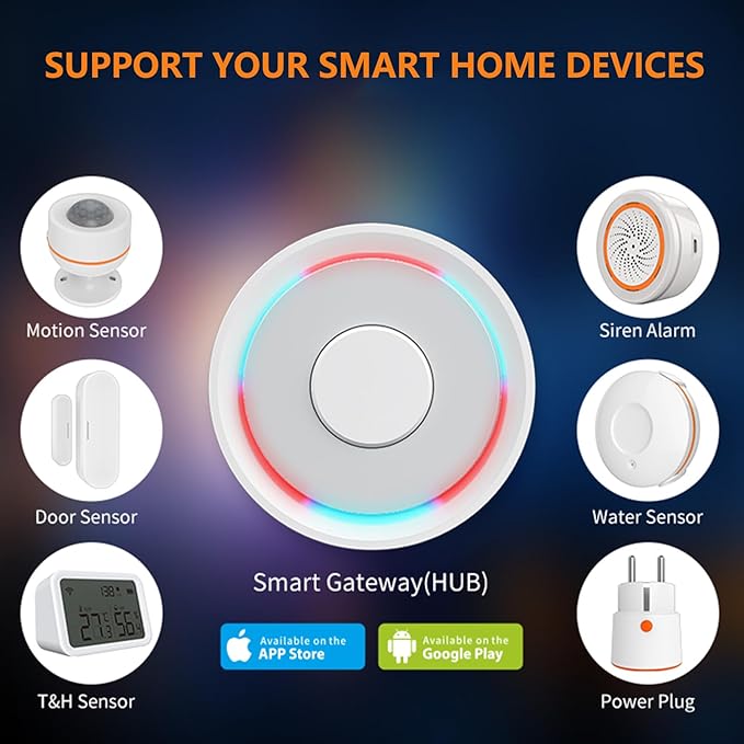 2 in1 Smart ZigBee3.0 and Bluetooth Gateway, Only for Tuya Protocol Products Smart Wireless Gateway for Home Automation, 2.4GHz WiFi Only, APP Control, Compatible with Alexa, Google Assistant