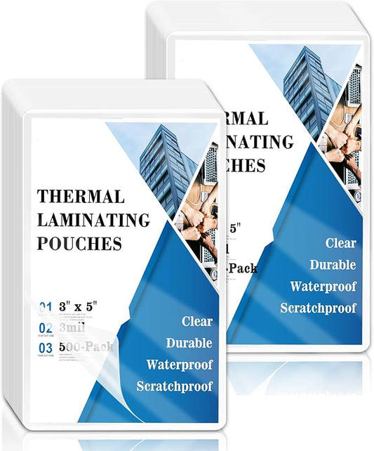 Index Card Laminating Pouches 3x5 File Card Laminating Pouches Lamination Pouches Recipe Card Laminating Pouches for Work Permits Pass Cards Student ID Cards (500, 3mil)