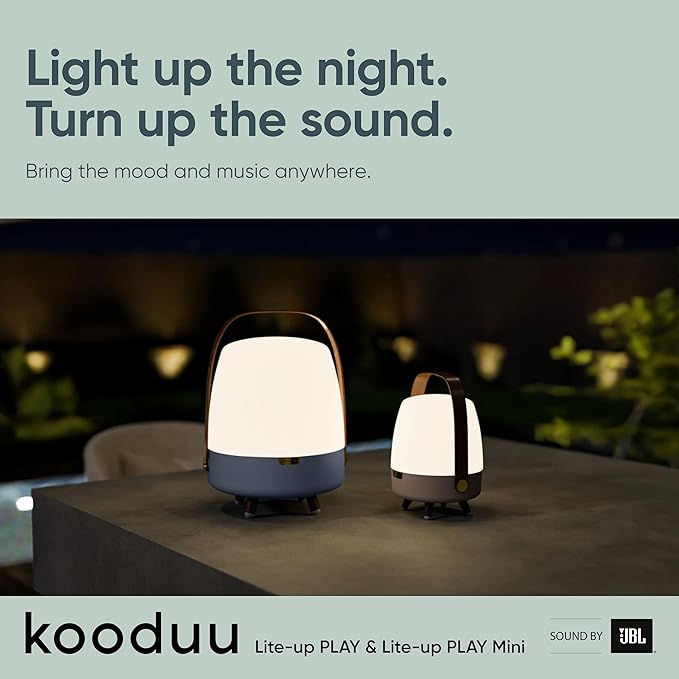 [Sound by JBL] Kooduu Mini Bluetooth Speaker Lamp – Cordless, Rechargeable Speaker & Lamp for Indoor/Outdoor Use, Sand