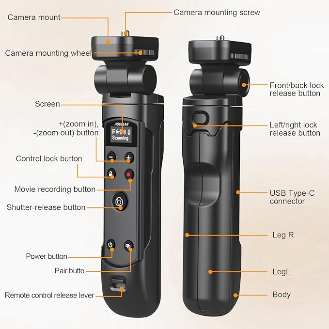 for Fujifilm Camera Tripod with Rechargeable Shutter Release,AODELAN Shooting Grip Wireless Remote Control Handle for Fuji X-T30 II, X-S10, X100VI, X-H2S, X-H2, X-T5, X-T4, X-T3, X-S20, X-T50, X-T30