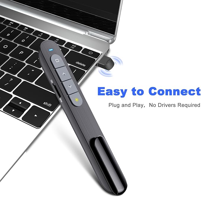 Wireless Presenter Remote Presentation Pointer Clicker with Hyperlink & Volume Control USB PowerPoint Slide Advancer