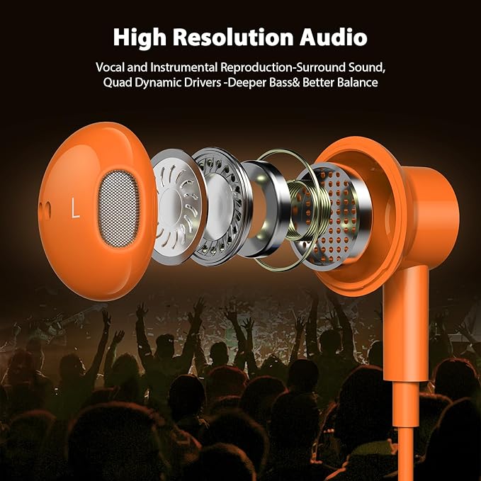 USB C Headphones for iPhone 17 Pro Max 16e 16 Plus 15 Pro, Type C Wired Earbuds with Mic HiFi Magnetic Sport Earphones for iPad Pro Air Samsung Flip Fold 6 Galaxy S25 FE S24 S23 OnePlus 13 12 9