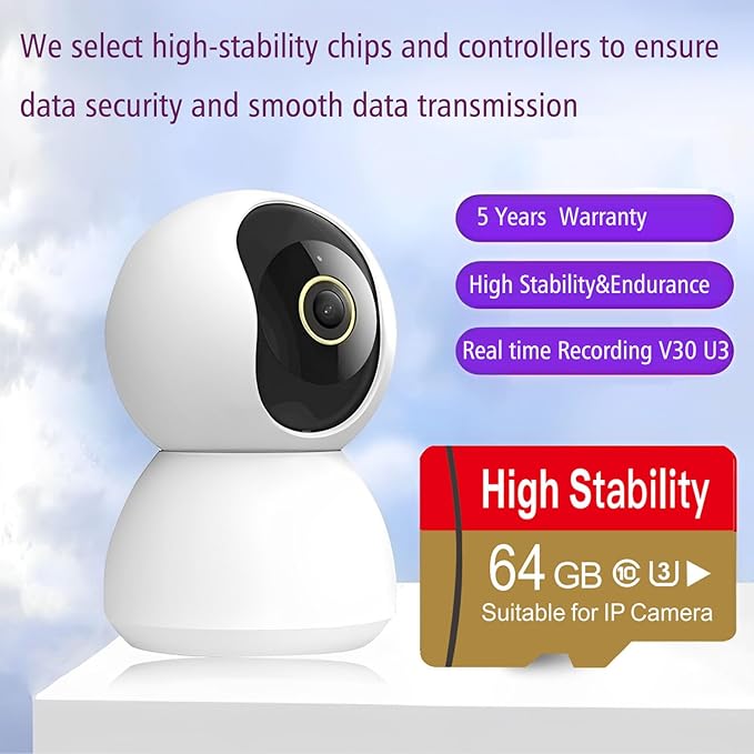 Memory Card, Micro TF Card U3 V30 4K UHD High Stability for Camera/Dash cam/Drone with Adapter (2 Packs) (64, GB)