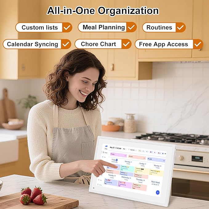 10.1 inch Wall Planner Digital Calendar & Chore Chart, Smart Touchscreen Display for Family Schedules, Hearth DisplayWall Planner, Digital Photo Frame, Great for Organizing Your 2025 Calendar