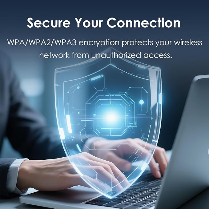 USB WiFi 6E Adapter for Desktop PC, AX5400 Triple Band Wireless Network Adapter with 2.4GHz/5GHz/6GHz High Gain Antennas, MU-MIMO, OFDMA, WPA3, Windows 10/11