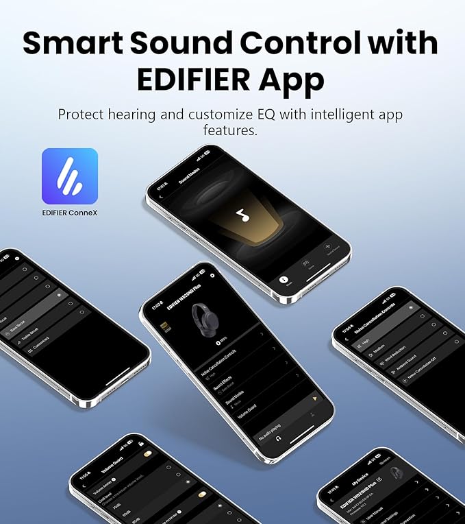 Edifier W820NB Plus Gen 2 Wireless Over-Ear Noise Cancelling Headphone, -49 dB ANC, LDAC Hi-Res Audio, 88H Playtime, Spatial Sound, Volume Guard, Bluetooth V6.1 & Multipoint, Fast Charge - Navy