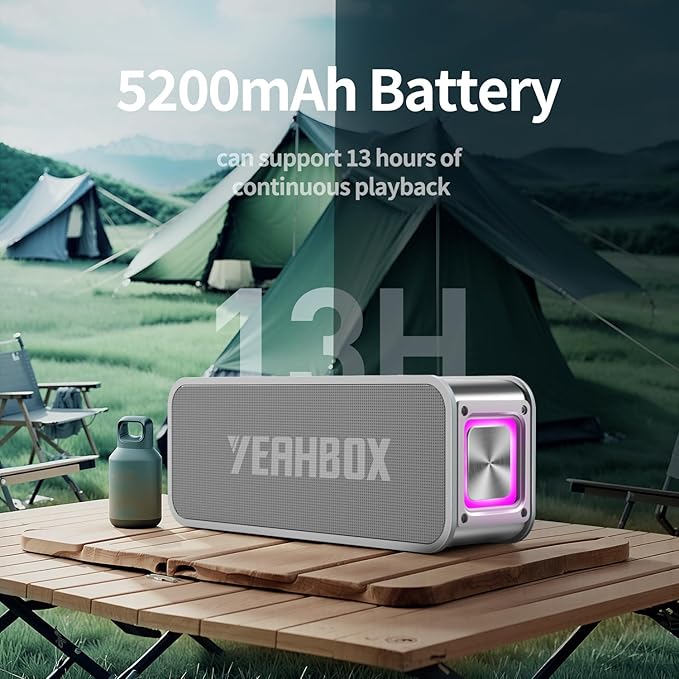 Portable Bluetooth Speaker 50W Powerful Sound IPX6 Waterproof Speaker, Support Bluetooth/Aux/TF Card/U Disk Input, TWS Pairing Speakers for Home, Outdoor and Travel