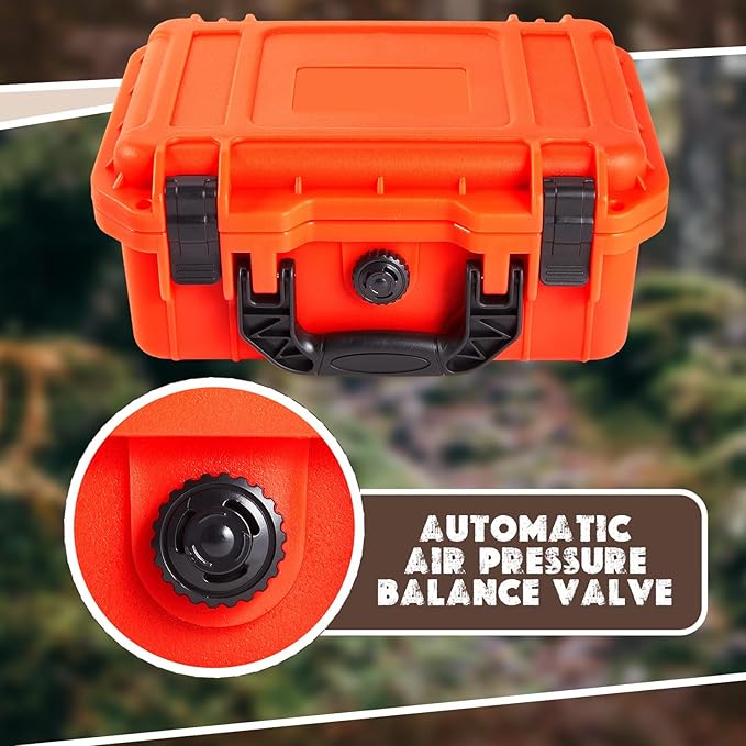 16.3 x 12.4 x 6.5 Inch Waterproof Hard Case with DIY Customizable Foam Insert Portable Protective Case with Knife for Camera Drones Equipments Tools Test Instruments (Reddish Orange)