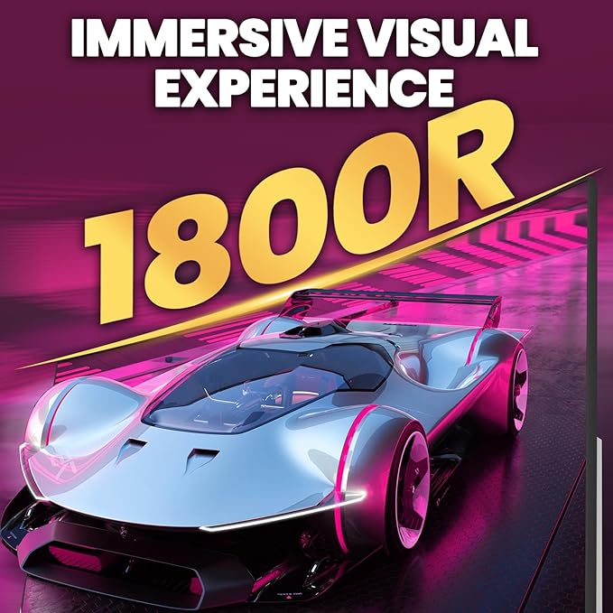 CRUA 27" Curved Gaming Monitor, FHD 1920x1080P, 165Hz/200Hz Computer Monitor, 1800R VA Screen, 120% sRGB, Support AMD FreeSync, Blue Light Filter, HDMI & DP, Wall Mount Install- White