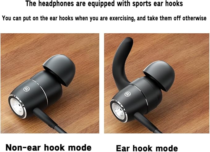 ENC Mic in-Ear Wired Headphones,Microphone Noise-canceling Wired Earbuds with DAC Super Bass (can Used Ear Hooks Removed)