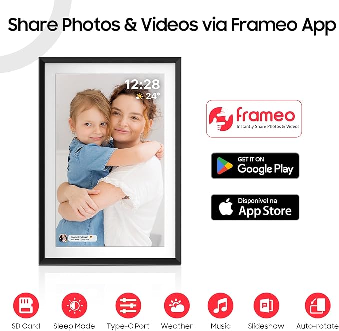 ApoloSign Digital Picture Frame 10.1 inch, Frameo Digital Photo Frame, WiFi Electronic Frame with 32GB Storage, 1280x800 HD IPS Touch Screen, Auto-Rotate, Slideshow, Share Photos/Videos Instantly