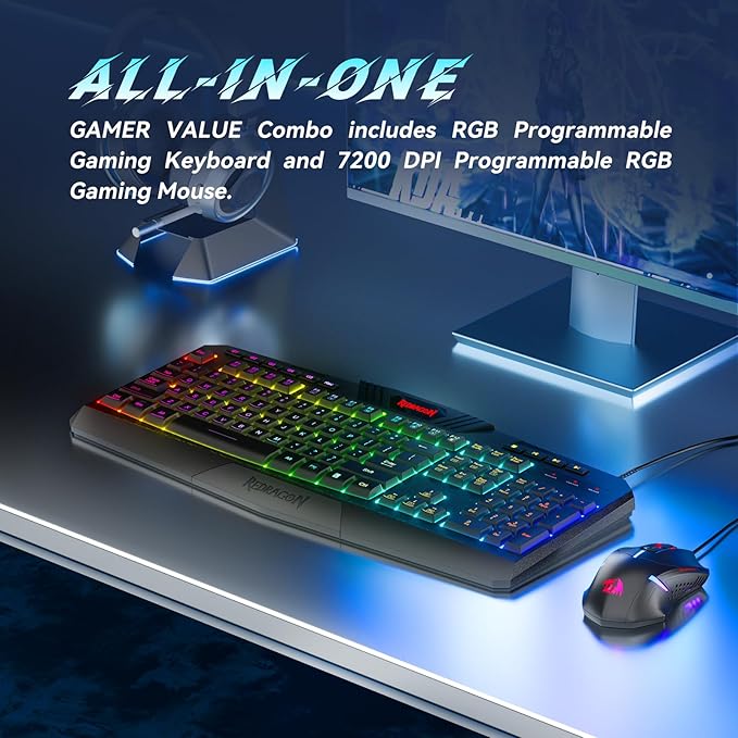 Redragon S101 Gaming Keyboard, M601 Mouse, RGB Backlit Gaming Keyboard, Programmable Backlit Mouse, Value Combo Set [New Version]