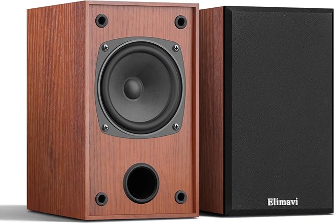 30W*2 Passive Bookshelf Speakers for Record Players and Home Theater Systems, Midrange and High-Frequency Stereo Speakers, Indoor Rear Surround Speakers, Requires a Amplifier,Wood Grain Color