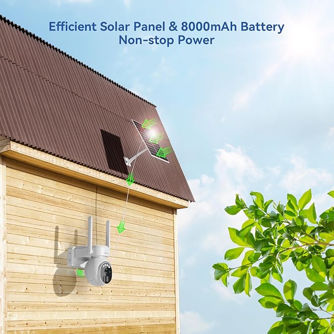 Xega 4G LTE Security Camera No WiFi with SIM Card 2K Super HD Solar Powered Wireless Outdoor 4G Security Camera PIR Motion Sensor Night Vision 2 Way Talk 【Built in SIM Card】