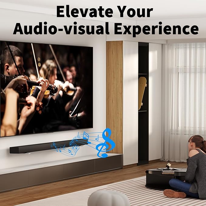 suptek Universal Soundbar Wall Mount Shelf – Wall Mount Bracket for Sony, Samsung, Vizio, LG, Sonos Sound Bars – Under TV Mounting, Space-Saving Design (SBR001GDLW)