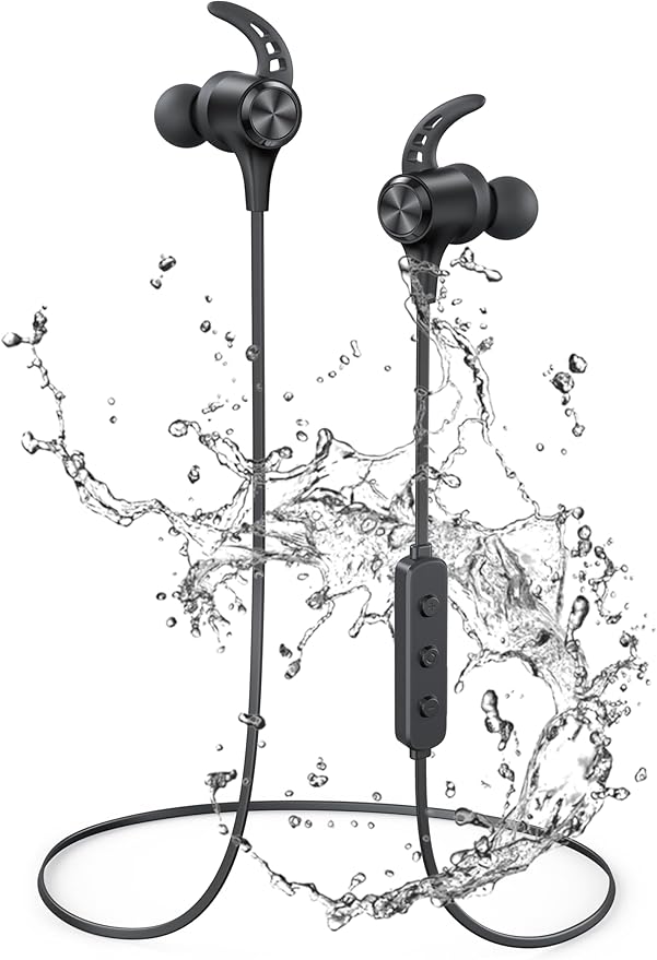 Bluetooth 5.2 Wireless Earbuds - Stereo aptX Neckband with IPX7 Waterproof, Built-in Mic and 16H Playtime - Lightweight Sport Earphones