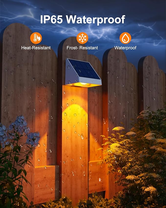 12 Pack Color Changing Solar Powered Fence Lights Outdoor Landscape LED Waterproof Yard Lighting for Outside Wall, Deck, House Patio, Railing, Porch, Step, 8 Colores, Easy Installation ( White Shell )