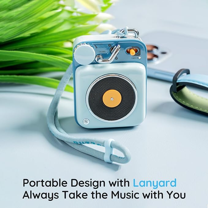 Muzen Mini Bluetooth Speaker, Button Small Cute Portable Metal Retro Wireless Speaker with Loud Volume Great Sound and Portable Lanyard & Gift Bag for Office Classic Vintage Decor