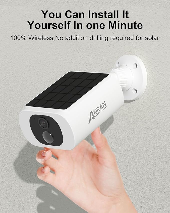 ANRAN 5MP Solar Security Camera Outdoor, Wireless Battery Powered WiFi Camera for Home Surveillance with Buit-in Solar Panel, Color Night Vision, 2-Way Audio, Siren Alarm, Works with Alexa, C3 Max