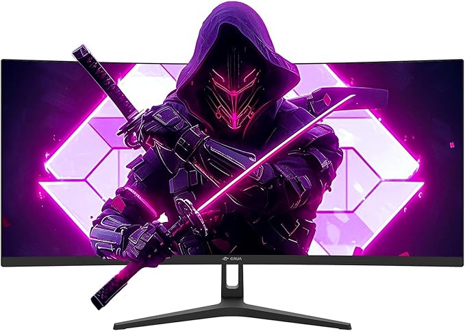 CRUA 34Inch Ultrawide Gaming Monitor, WQHD(3440 * 1440P) 144Hz/165Hz Curved Monitor,120% sRGB, Computer Monitor That Supports AMD Freesync, Wall Mountable Installs(HDMI, DP)-Black