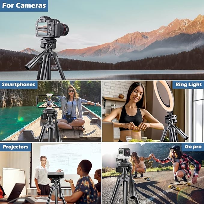 UBeesize 67” Camera Tripod with Travel Bag, Cell Phone Tripod with Bluetooth Remote and Phone Holder, Compatible with All Cameras, Cell Phones, Projector, Webcam, Spotting Scopes