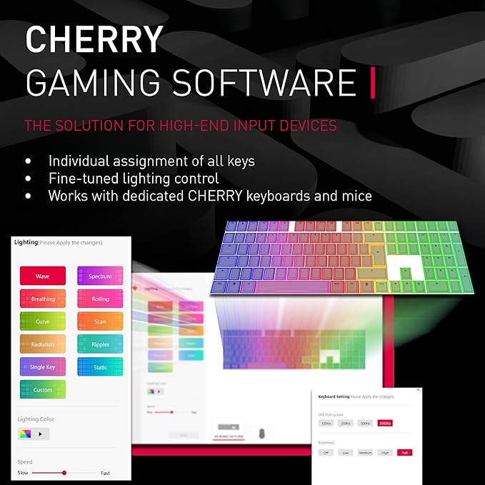 Cherry MX 3.0 S Wired Mechanical Gaming Keyboard. Aluminum Housing Built for Gamers w/MX Red Switches. RGB Backlit Color Display Over 16m Colors. from The Makers of MX. Full Size. Pure White.