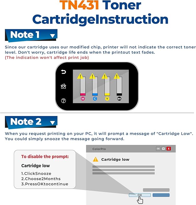 TN 431 Toner Cartridges Replacement hl-l8260cdw hl-l8360cdw for Brother TN431 TN-431 TN433 TN436 Toner (with Chip) Works for mfc-l8610cdw, mfc-l8900cdw Printer 4Pack(1BK+1C+1M+1Y)