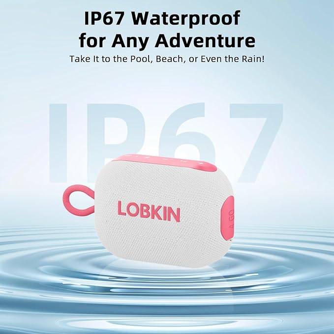 LOBKIN Portable Bluetooth Speaker,IP67 Waterproof 360°Immersive Sound Built in Mic 10W Loud Sound All Day Playtime Wireless Stereo Pairing,Bluetooth 5.4 Small Wireless Speaker for Home/Outdoors/Travel