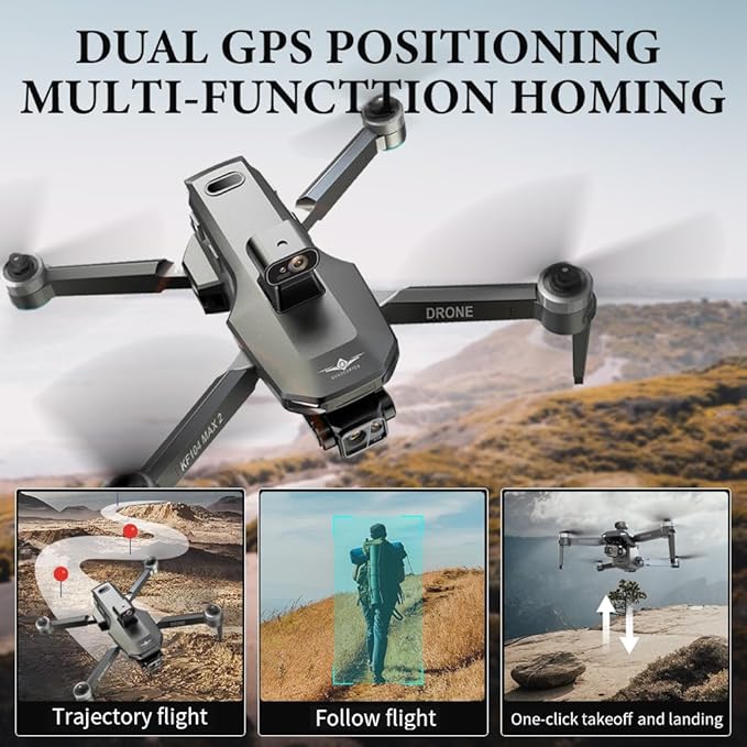 X-Verse KF104 MAX2 Drones with Camera for Adults 4K, RC Screen, 6KM RC Distance, 3-Axis Gimbal EIS, Professional Drone with Obstacle Avoidance, Digital GPS Transmission Quadcopter, 3 Batteries for 120min Max Flight Time