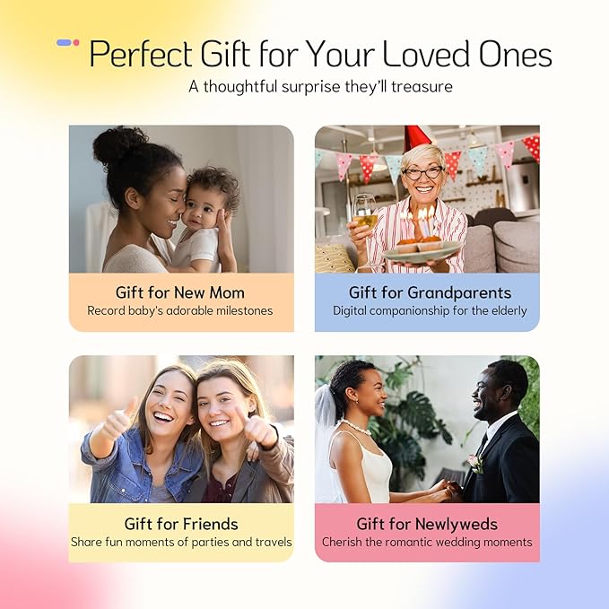 NexFoto 27 Inch Touchscreen Digital Picture Frame, FHD WiFi Photo Frame Electronic, 64GB Digital Frame, Add Photos from Google Photos, Upload Videos, Gifts for Wedding, Housewarming, White