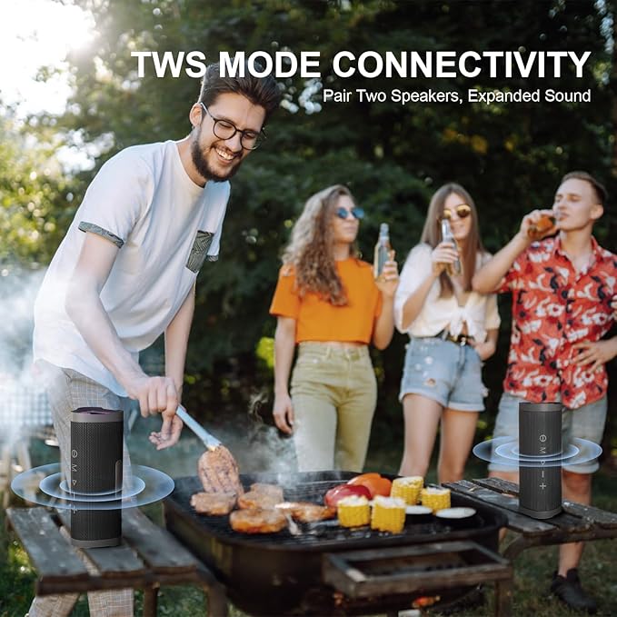 Vanzon Bluetooth Speakers, V40 Wireless Portable Bluetooth Speaker with TWS Dual Pairing, 24W Stereo Sound and 24H Playtime, IPX7 Waterproof Bluetooth Speaker for Home and Outdoor