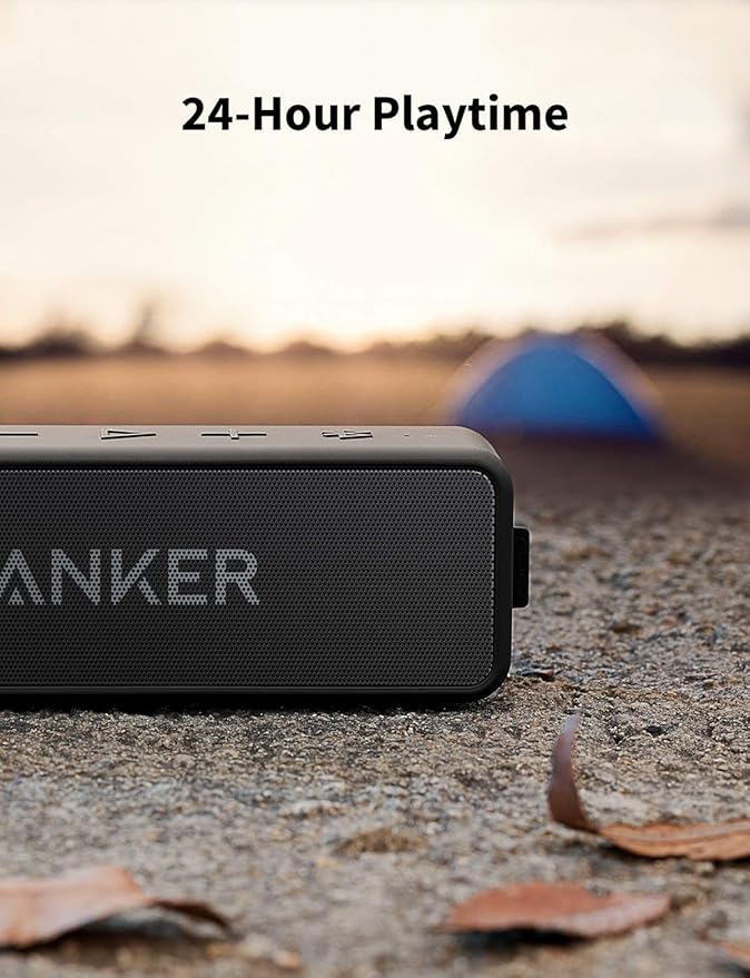 Anker Soundcore 2 Portable Bluetooth Speaker with Stereo Sound, Bluetooth 5, Bassup, IPX7 Waterproof, 24-Hour Playtime, Wireless Stereo Pairing, Speaker for Home, Outdoors, Travel