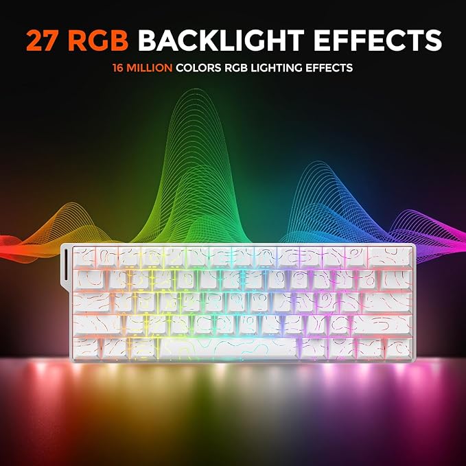 DAREU COOL60 60% Hall Effect Gaming Keyboard with Magnetic Switch, SOCD, 0.01mm Actuation Adjustable Rapid Trigger,8000 Hz Polling, Topographic PBT Keycaps, Hot-swap, RGB Backlit