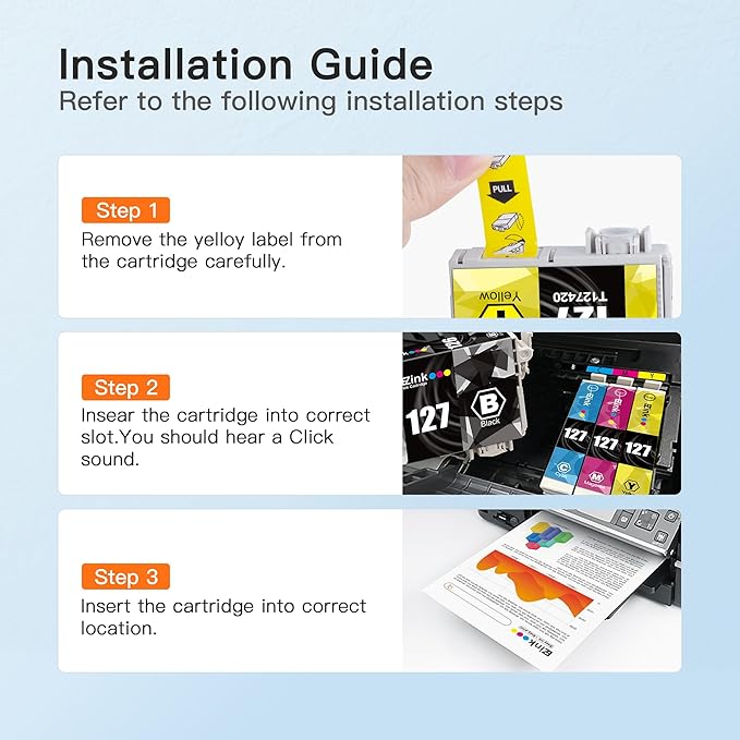 E-Z Ink Remanufactured Ink Cartridges Replacement for Epson 127 T127 to use with NX530 625 WF-3520 WF-3530 WF-3540 WF-7010 WF-7510 7520 545 645 (4 Large Black, 2 Cyan, 2 Magenta, 2 Yellow) 10 Pack
