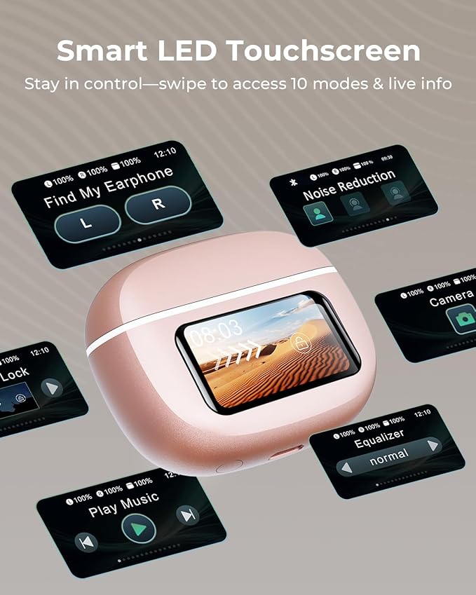 Wireless Earbuds, Ear Buds Active Noise Cancelling with Charging Case, 6.0 Bluetooth Earbuds with AI Clear Calls, 40H Playtime for Sports & Working, Stereo Sound Headphones for iPhone/Android/iPad