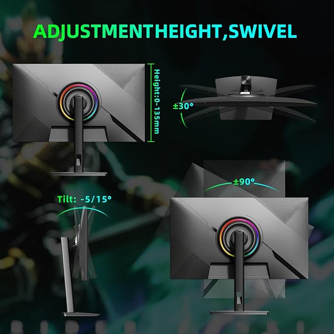 27-inch Gaming Monitor 300Hz QHD(2560× 1440p), 1MS,Fast IPS,142% sRGB, MAX400Nit, VESA,FreeSync, Built-in Dual Speakers, HDMI 2.1& DP 1.4,Height/Pivot/Tilt/Swivel Vertical Monitor, for PS5/Xbox