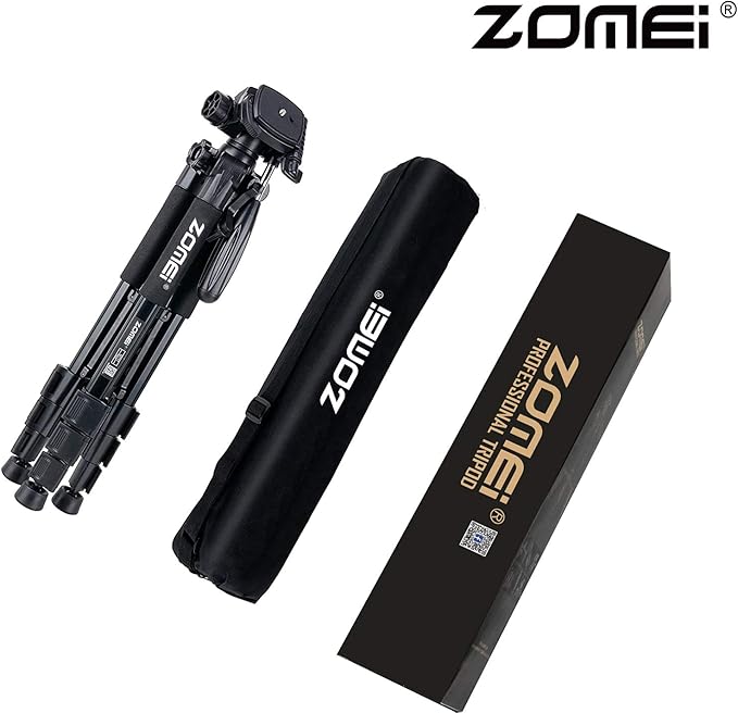 Camera Tripod 55-inch Q111 with Phone Holder,Cell Phone Tripod Stand Protable Lightweight for Canon Nikon Sony DSLR Projector Webcam Spotting Scopes Gopro and Smartphones Live(Black)