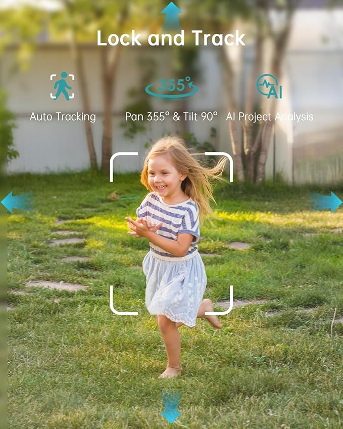 ZUMIMALL 5MP 5G Cameras for Home Security, 24/7 Recording Outdoor Wired Camera, 360°PTZ, Auto Tracking, Motion & Noise Alerts, Alexa Compatible, IP66